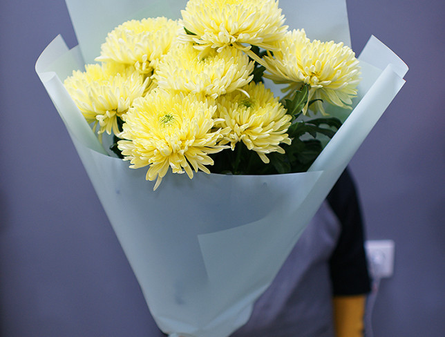 Bouquet of Yellow Ball-shaped Chrysanthemums photo